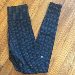 Lululemon black and blue leggings - missing tag. Measure like an 8.
